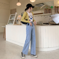 Wide leg jeans women 2020 Summer new Korean version of high waist slim high loose straight tube pants thin
