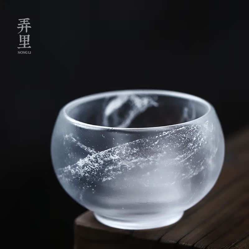 Snowflakes ice glass crystal cup masters cup sample tea cup jade porcelain cups large single glass kung fu tea set