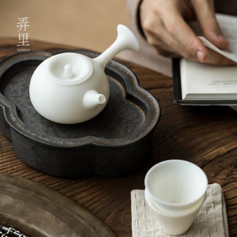 The Get | ceramic dehua white porcelain teapot kung fu tea set the teapot in household teapot manual single side put as the pot