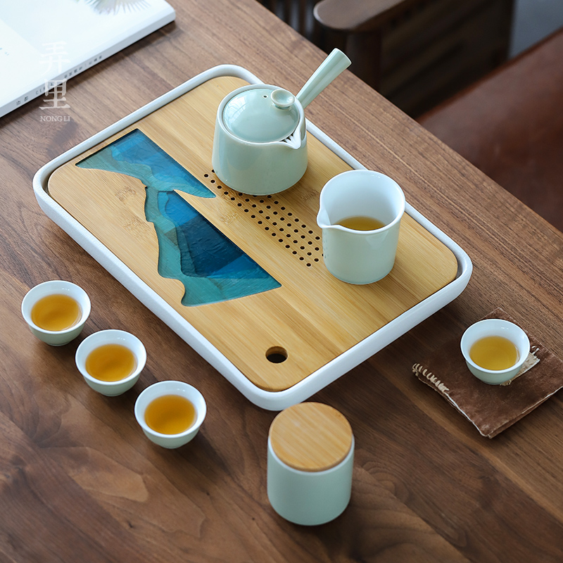 The Get | Japanese tea tray household water storage in the dry tea sets tea tray tray was contracted tea set bamboo cat ceramics