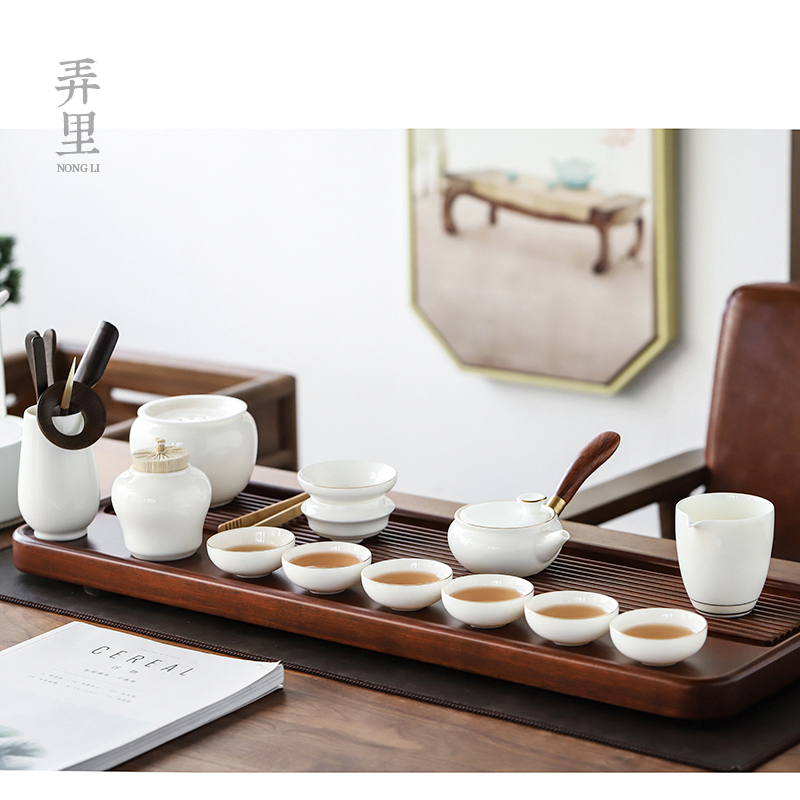 Get in | tea tray of a complete set of bamboo wood dry terms drainage contracted white porcelain plate kung fu tea set home sitting room