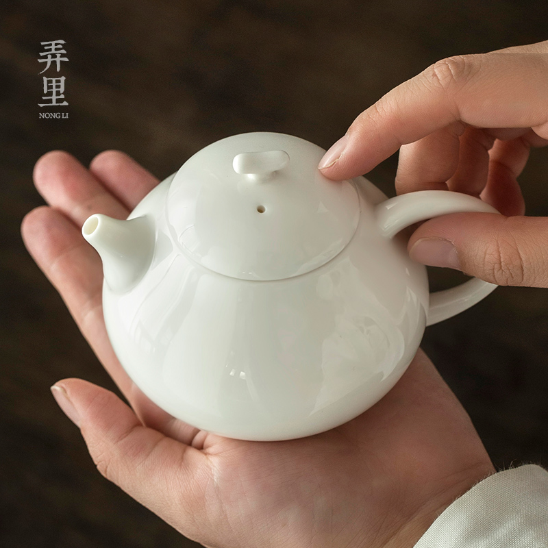 The Get | in dehua white porcelain ceramic kung fu xi shi teapot trumpet single pot of household of Chinese style of the filter with tea