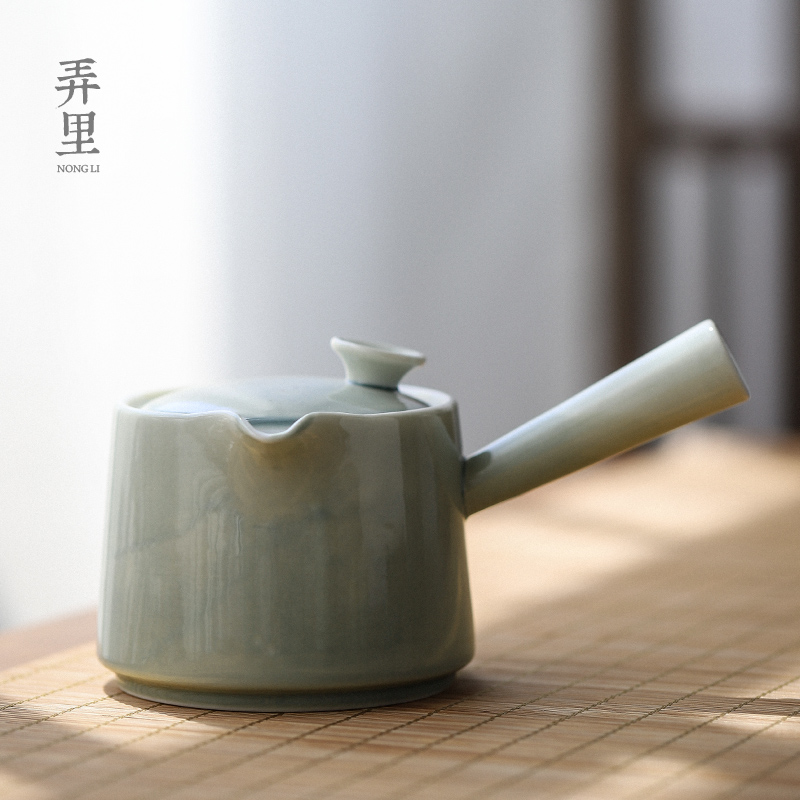 | its ehrs grey porcelain side put the pot of Japanese contracted kung fu tea set of jingdezhen ceramic teapot single pot by hand