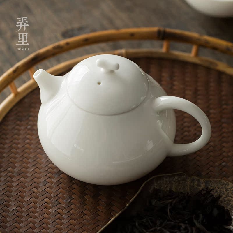 The Get | in dehua white porcelain ceramic kung fu xi shi teapot trumpet single pot of household of Chinese style of the filter with tea