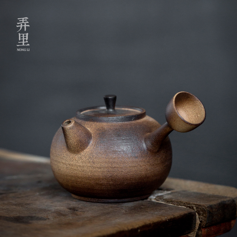 Firewood side pot of coarse pottery teapot Japanese kung fu tea set manual single pot of the original rock of ceramic up teapot restoring ancient ways