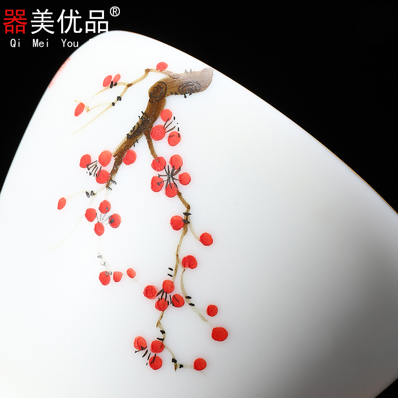 Implement the optimal product manual fine gold master cup hand - made ceramic cups white porcelain kung fu household sample tea cup jinzhan single CPU