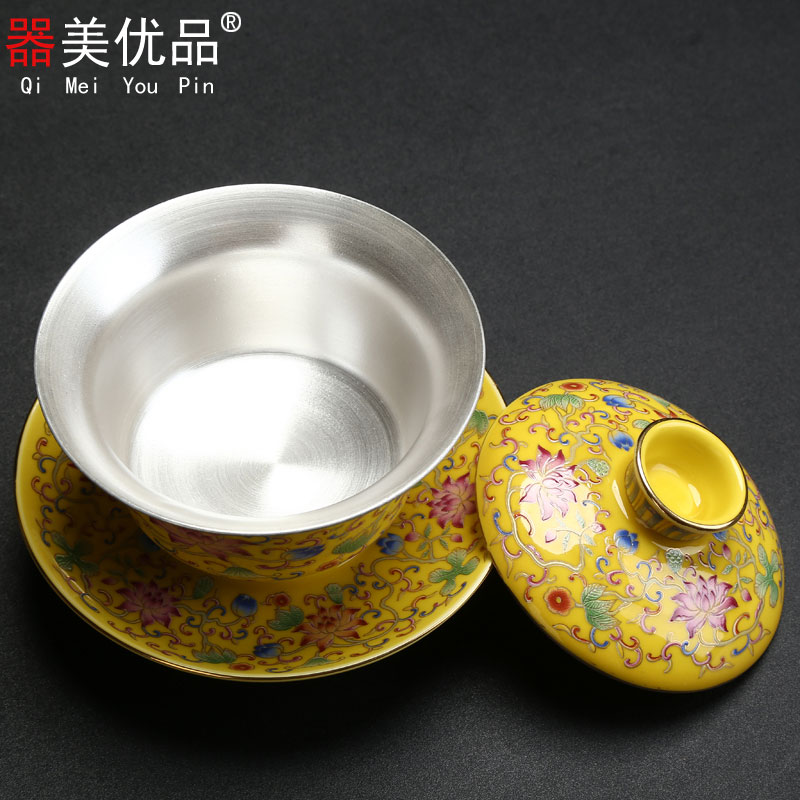 Implement the optimal product tasted silver gilding kung fu tea sets jingdezhen porcelain enamel tureen household contracted a whole set of cups