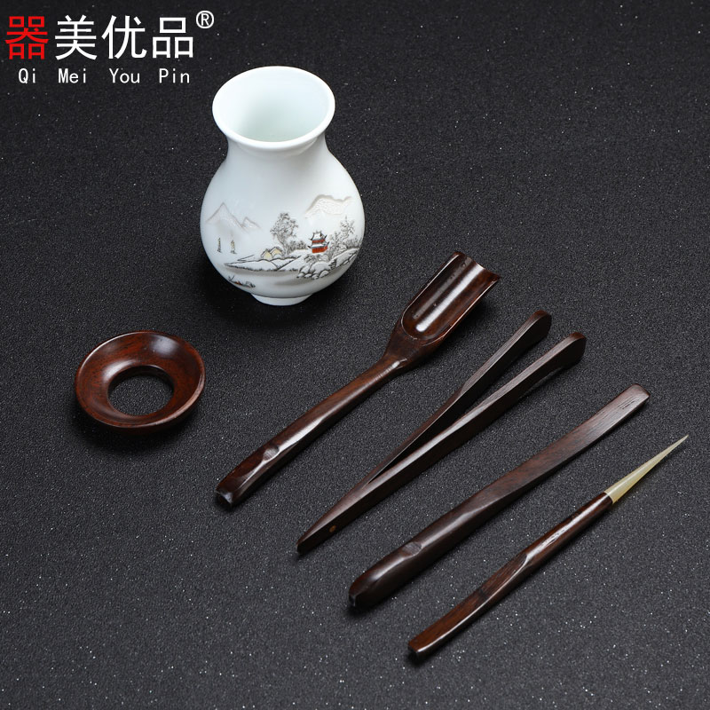 Implement the superior ebony wood six gentleman kung fu tea tea accessories teaspoons ChaGa YangHuBi household ceramics