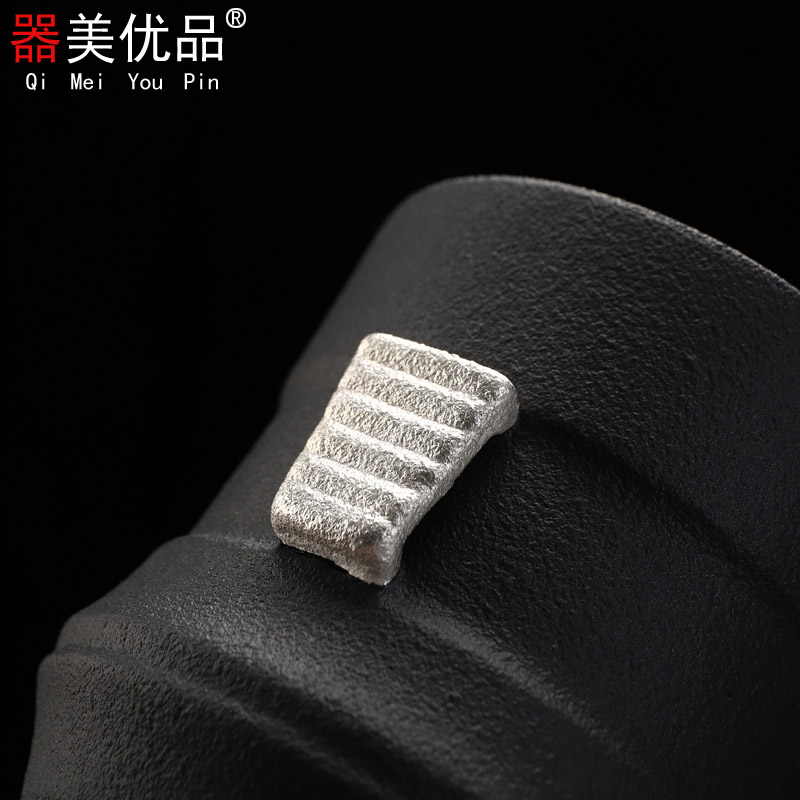 Implement the best tea with a silver cup silver 999 ceramic sample tea cup pure manual home tasted silver gilding crack cup single CPU