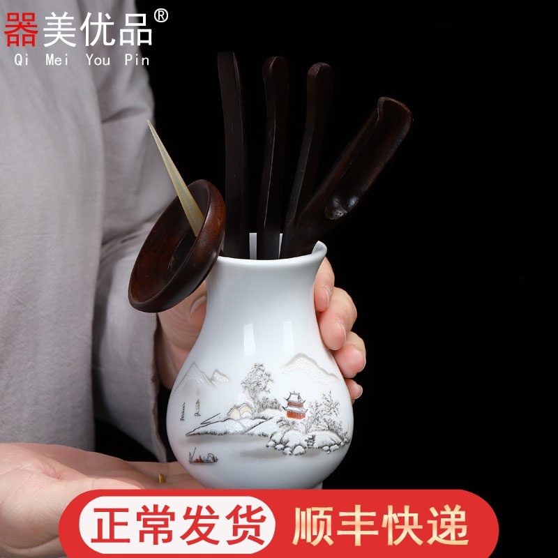 Implement the superior ebony wood six gentleman kung fu tea tea accessories teaspoons ChaGa YangHuBi household ceramics