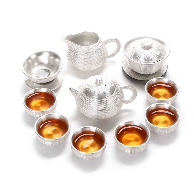 Implement the best tea with coppering. As silver tea set ceramic household European kung fu tea set bamboo has tureen of a complete set of tea cups