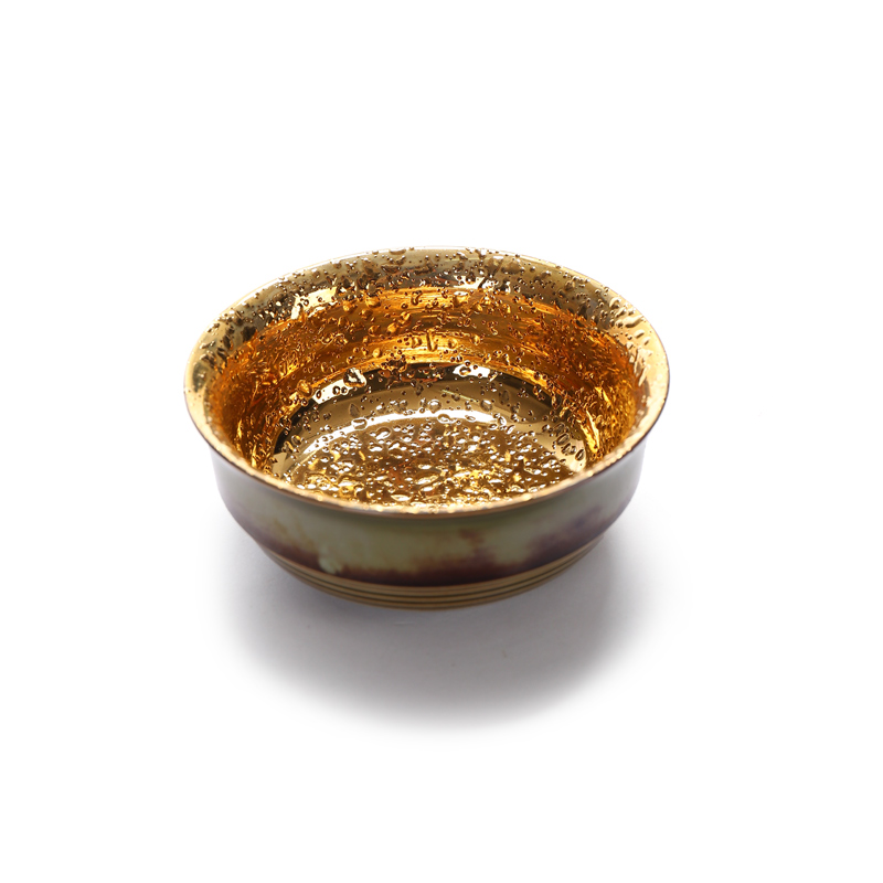 Implement the best tea with 24 k gold cup of pure gold yellow marigold glass ceramic sample tea cup master cup single cup size