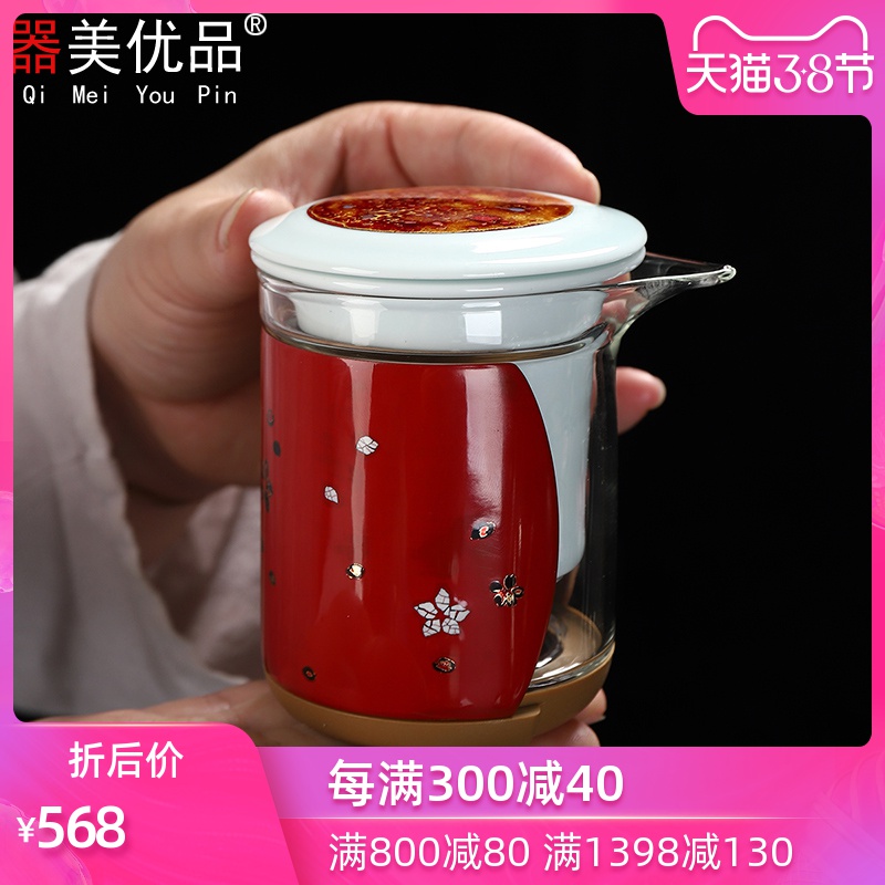 Beauty is superior lacquer tea as hot glass teapot preventing elegant cups tea separation ceramic filtration tank tea