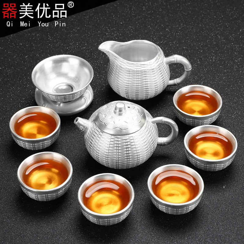 Implement the best tea with coppering. As silver tea set ceramic household European kung fu tea set bamboo has tureen of a complete set of tea cups