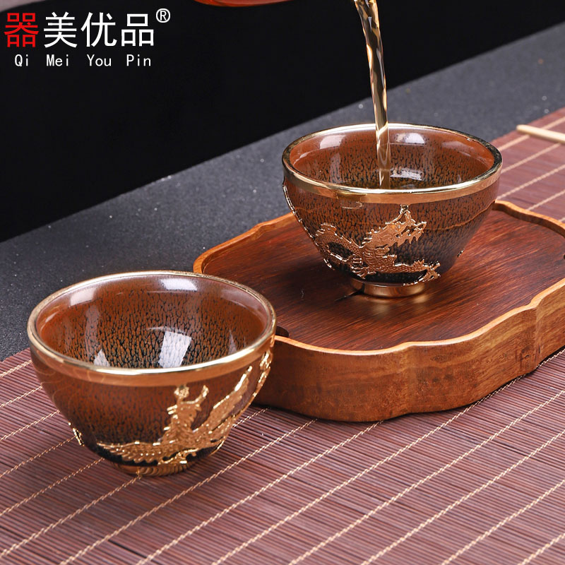 Implement the superior an inset jades longfeng for a cup of pure manual build individual CPU master cup sample tea cup red glaze ceramic