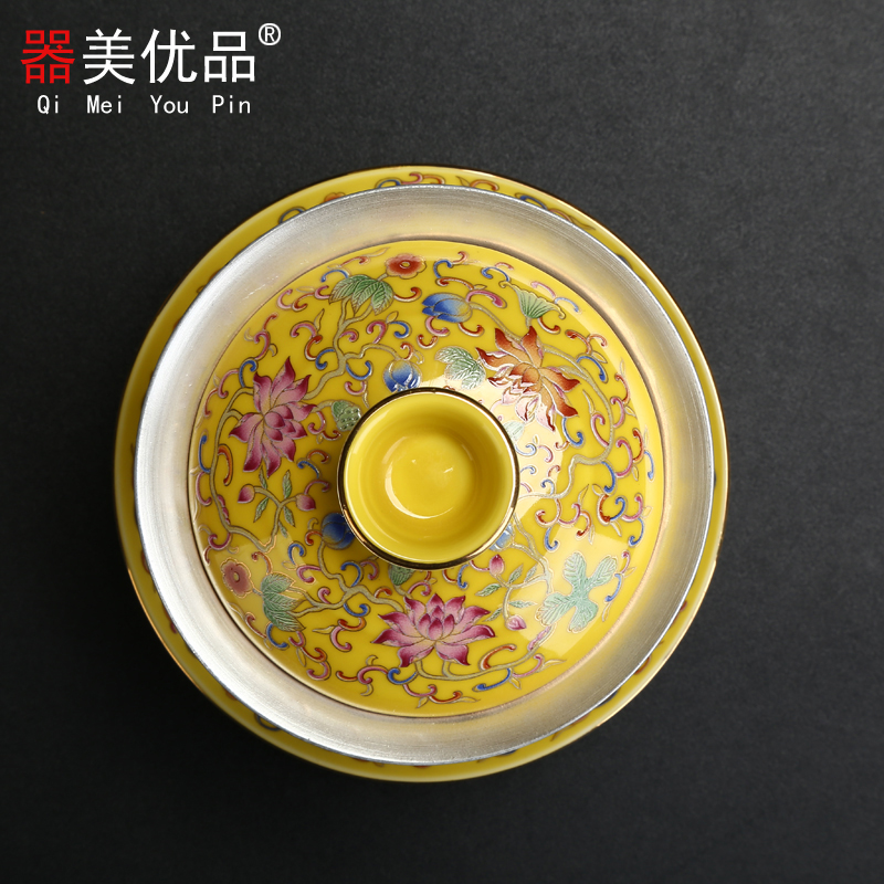 Implement the optimal product silver 999 silver tea set ceramic coppering. As kung fu tea tea bowl cups household