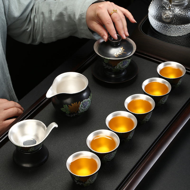 Implement the optimal product silver tureen 999 ceramic coppering. As silver cup sample tea cup kung fu tea set to use tea