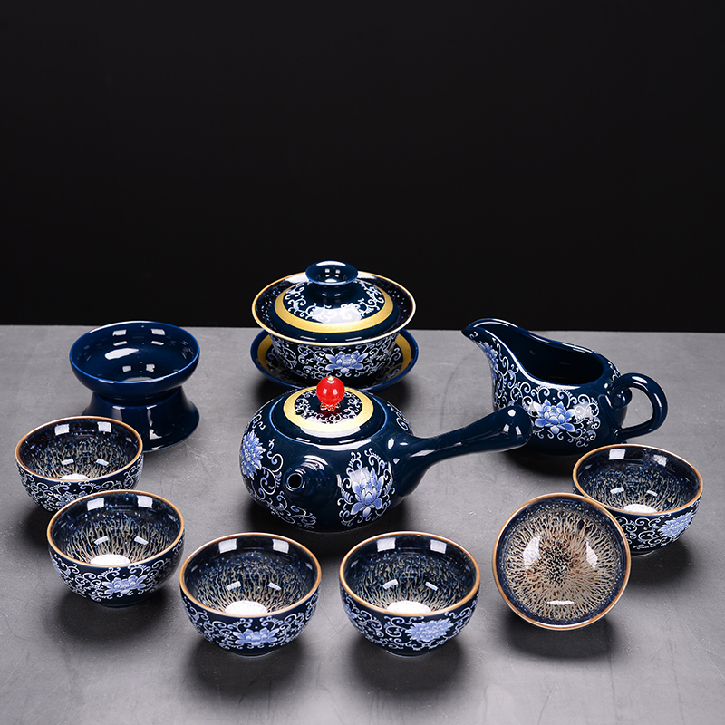 The flute to build light ceramic kung fu tea set home a complete set of tea light cup up with contracted cup bowl with The teapot