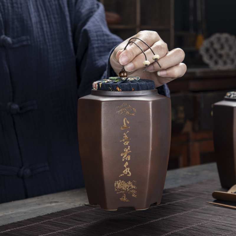 The flute with violet arenaceous caddy fixings creative tea accessories seal puer tea pot kung fu tea set storage tanks