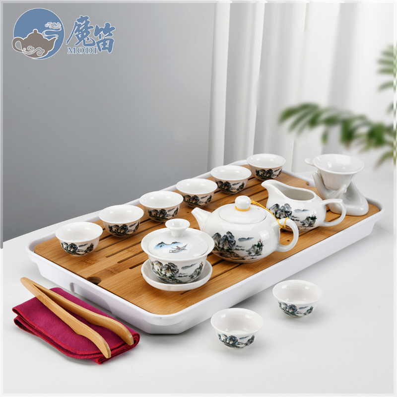 The flute kung fu tea set home a complete set of tea cups tea tray teapot small set of simple modern office to receive a visitor