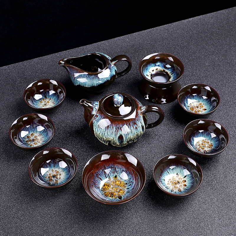 The flute up built light tea set home a whole set of kung fu tea cup, receive a visitor The teapot office gift box