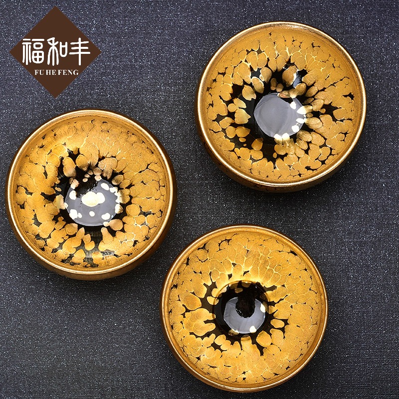 F who built the oil - lamp can master cup temmoku checking ceramic cups a single gold creative household single cup sample tea cup
