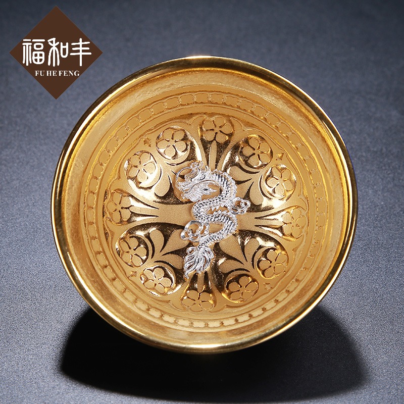 The silver kung fu tea tea set, tea cups belong to build up ceramic gold single cup sample tea cup tea set spare parts