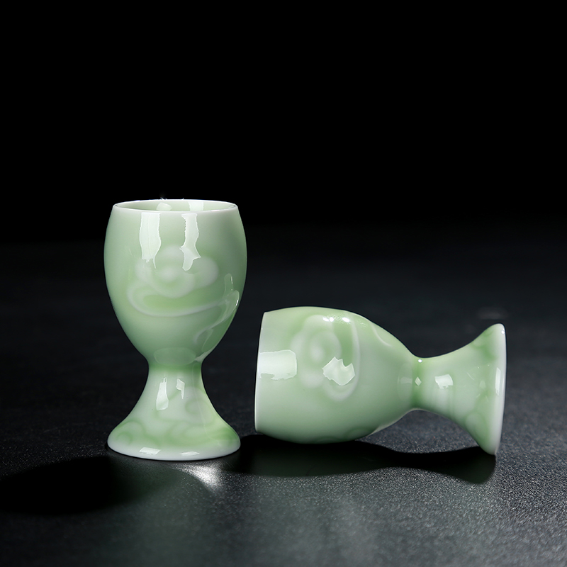 F belong celadon ceramic wine goblet glass restore ancient ways a small handleless wine cup liquor liquor hip household gift box set
