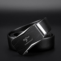 Kangaroo mens leather belt 2020 new young man Joker leather automatic buckle Korean Tide pants belt