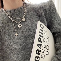 Smiley Face Coarse Necklace Clothing Chain Sub accessories Female Sweater Chain Pendant Accessories Collarbone Chain accessories Hanging Accessories Neck chains for clothes