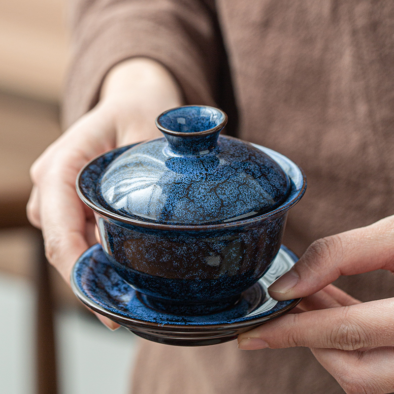 By variable kung fu tea sets temmoku glaze teacup tureen wiredrawing home office make tea with a gift