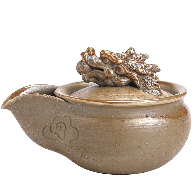 By firewood leading Japanese pure manual coarse pottery teapot hand grasp pot pinecone tureen kung fu tea tea