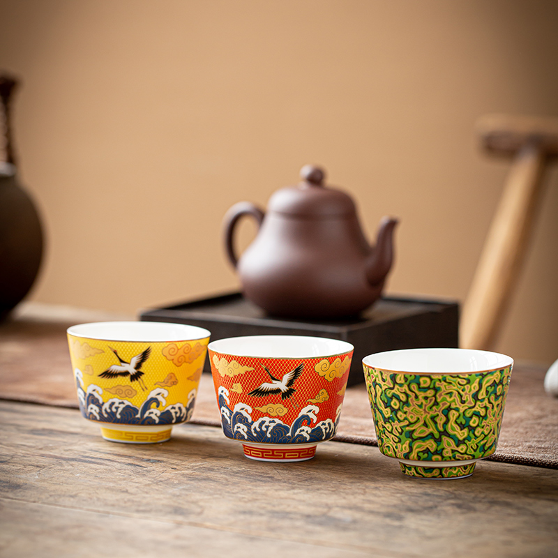 By the tide of special ceramic cups kung fu tea cup single CPU Japanese master sample tea cup cup gift sets