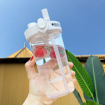 Girl summer suction tube Cup adult pregnant woman ins Wind milk tea plastic Bean Bean Bean water cup simple fresh forest