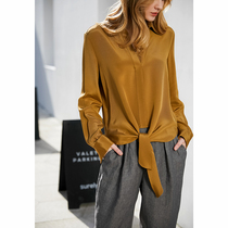 riz Hangzhou retro Hong Kong flavor camel suit with silk shirt womens new design sense niche light cooked shirt