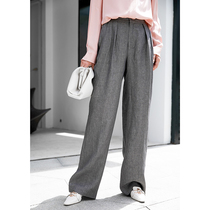 Gray linen wide-leg pants womens summer hanging new pants 2020 new cotton and linen professional suit pants thin and wild