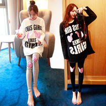 Pajamas female spring and autumn Korean fresh students pure cotton long sleeve cute thin model can be worn outside summer home suit suit