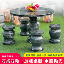 Stone Table Stone Bench Courtyard Garden Outdoor Natural Marble Round Table Set Of Home Granite Outdoor Stone Table