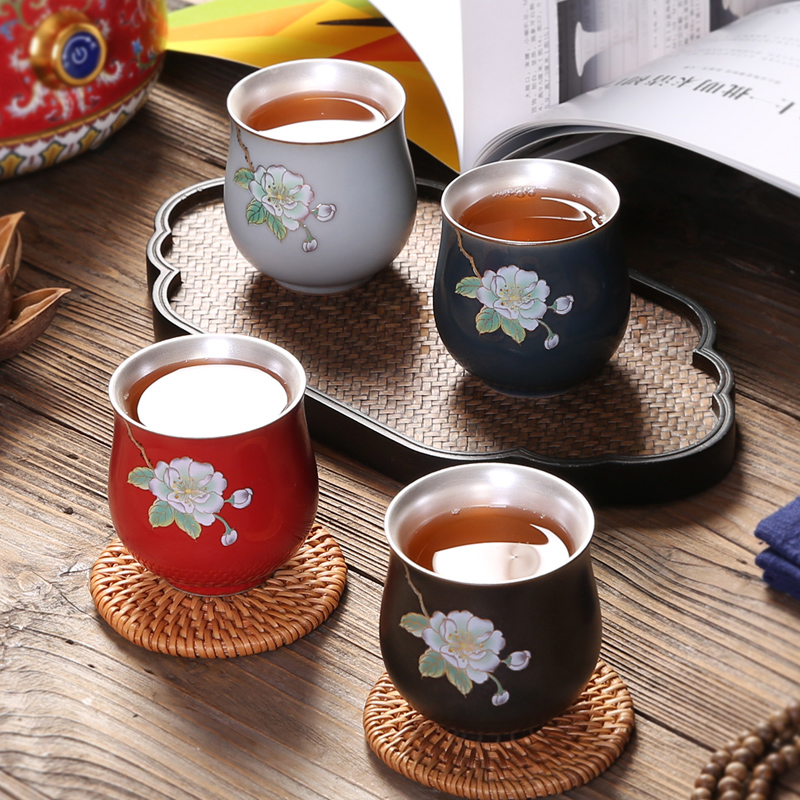 Jingdezhen silver cup silver kung fu tea tea master cup single cup large sample tea cup tea cup customization