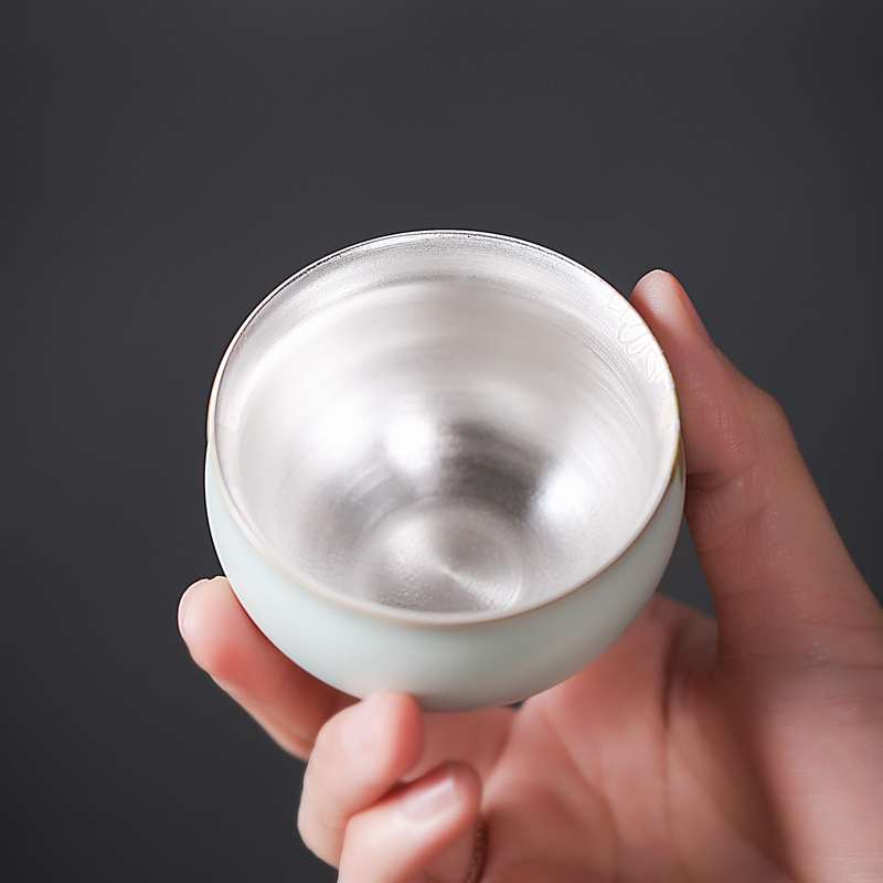 Your up ceramic tasted silver cup silver gilding kung fu tea set silver cup sample tea cup master cup pure manual small tea cups