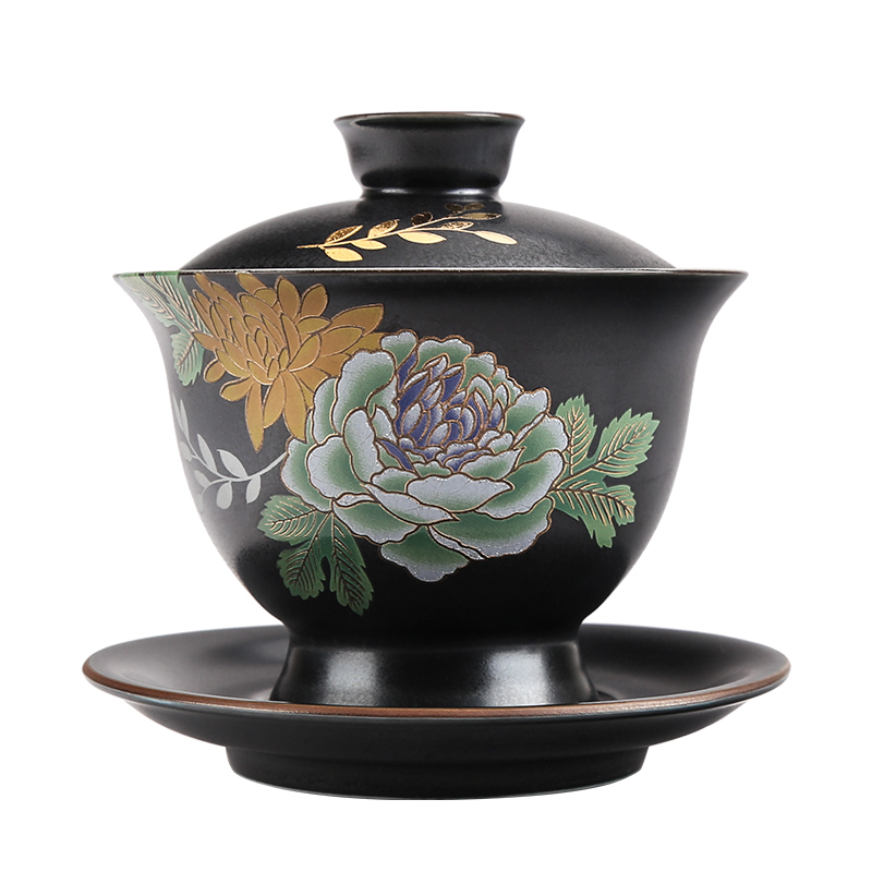 Ceramic silver tureen 999 sterling silver, kung fu tea set jingdezhen porcelain three coppering as silver bowl tureen large household