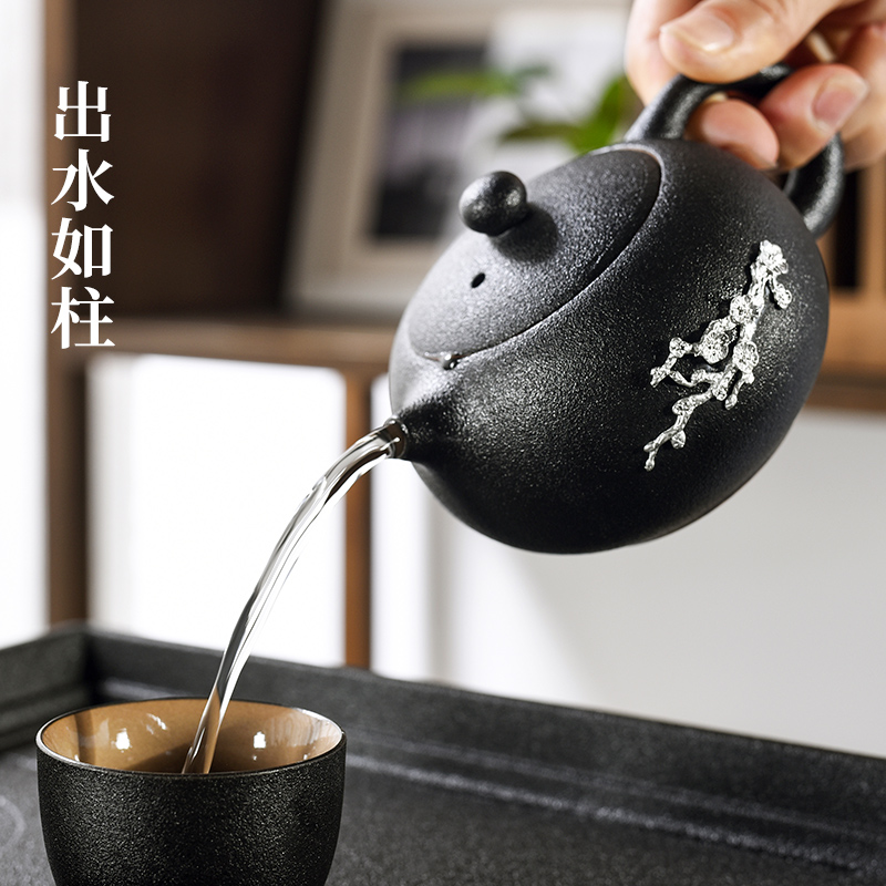 Japanese kung fu tea set of black suit household ceramics contracted tea tea cup lid to use the whole office