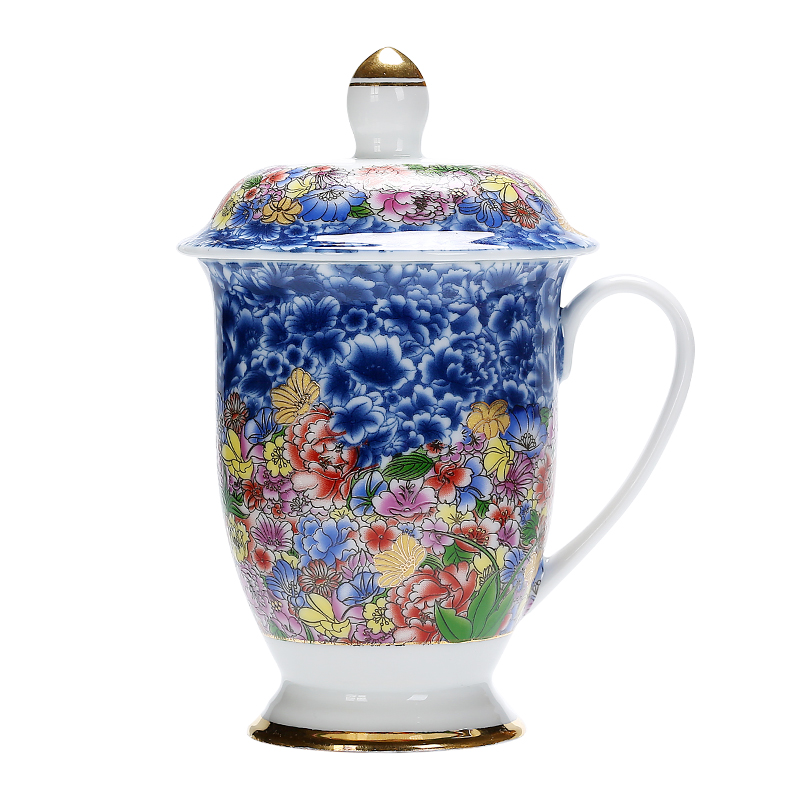 Jingdezhen porcelain enamel glass with cover silver, silver cup 999 sterling silver cup men 's lady high - grade office