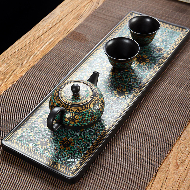 Simple small tea tray with ceramic tray was circular mini kung fu tea set with two Taiwan rectangle dry mercifully tea