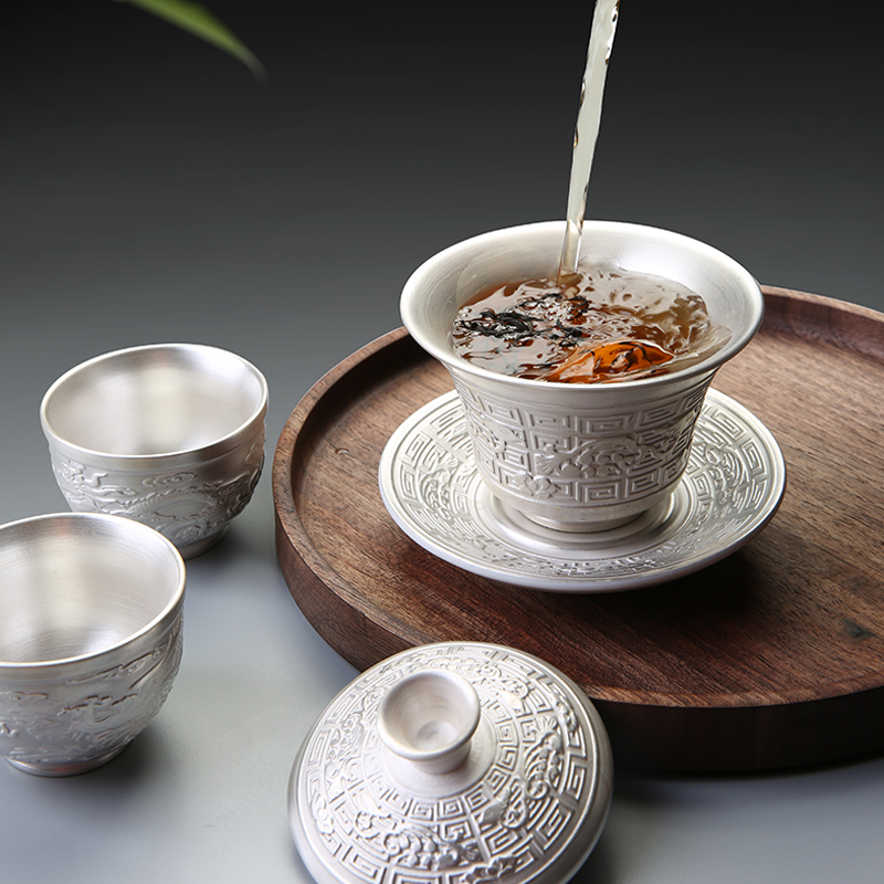 Ceramic coppering. As silver tureen sterling silver 999 kung fu tea set home three large single gift boxes to make tea bowl