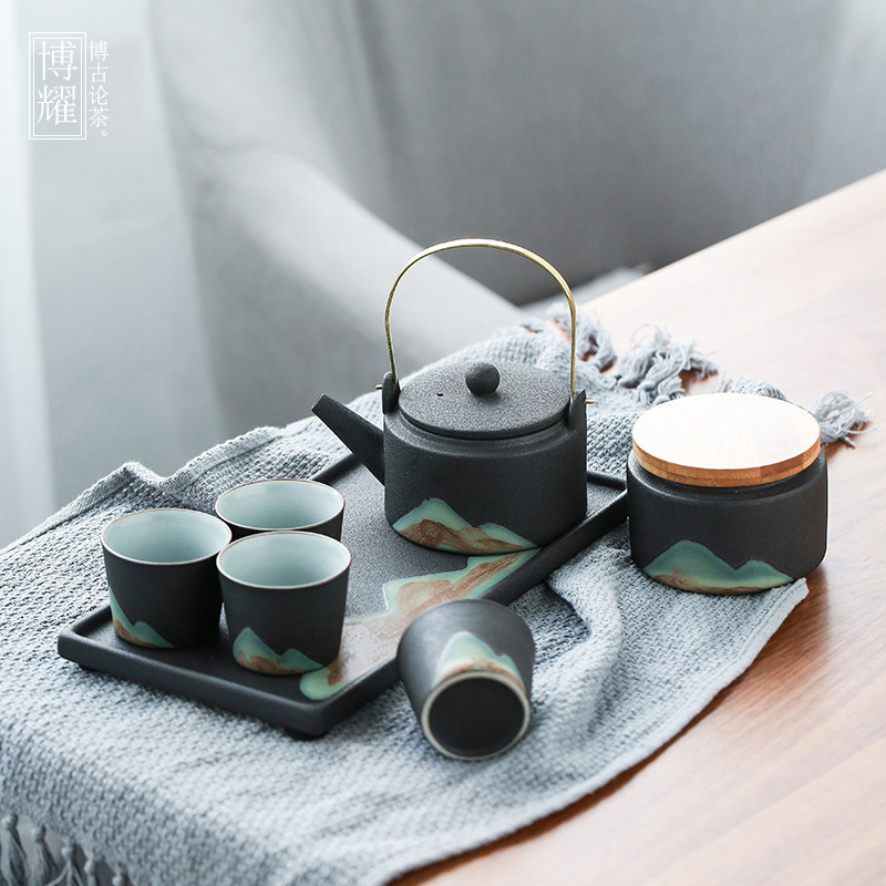 Bo yiu-chee coarse ceramic tea set office suit household contracted sitting room teapot teacup tea dry terms ceramic kung fu tea set