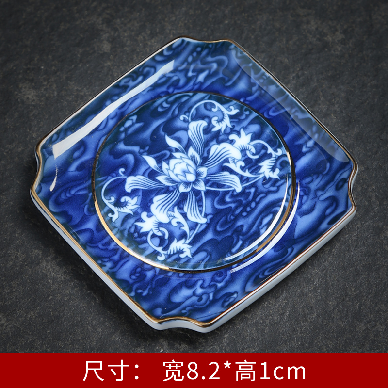 Blue and white porcelain tea cups a shadow Blue cup mat heat - resistant ceramic cup mat kung fu tea tea tea zero household