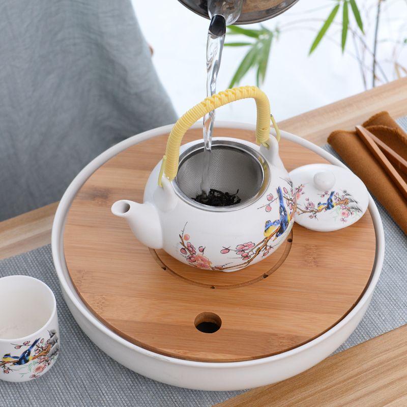 Tea set ceramic prevent hot double CPU kung fu Tea cup Chinese blue and white porcelain teapot suit household contracted