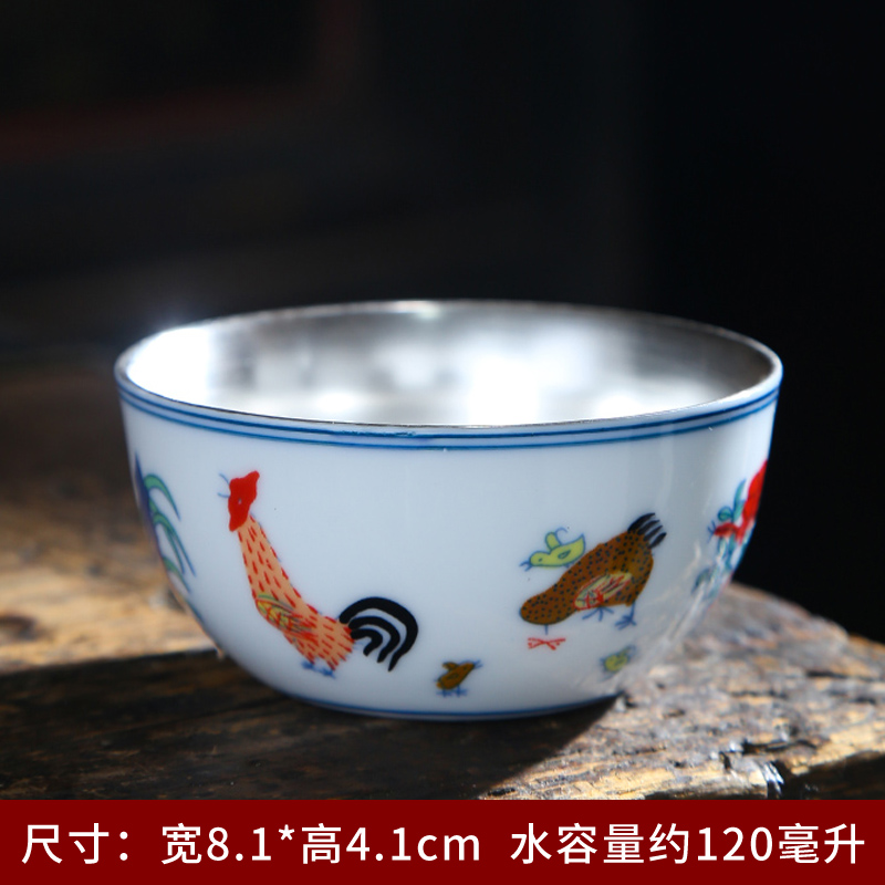 Chicken cylinder cup of blue and white porcelain tea cups porcelain hand - made kung fu tea bowl sample tea cup white porcelain cup single CPU master