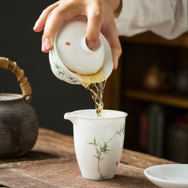 Earth story jingdezhen pure hand - made bamboo under the glaze color fair keller contracted ceramic tea set tea sea